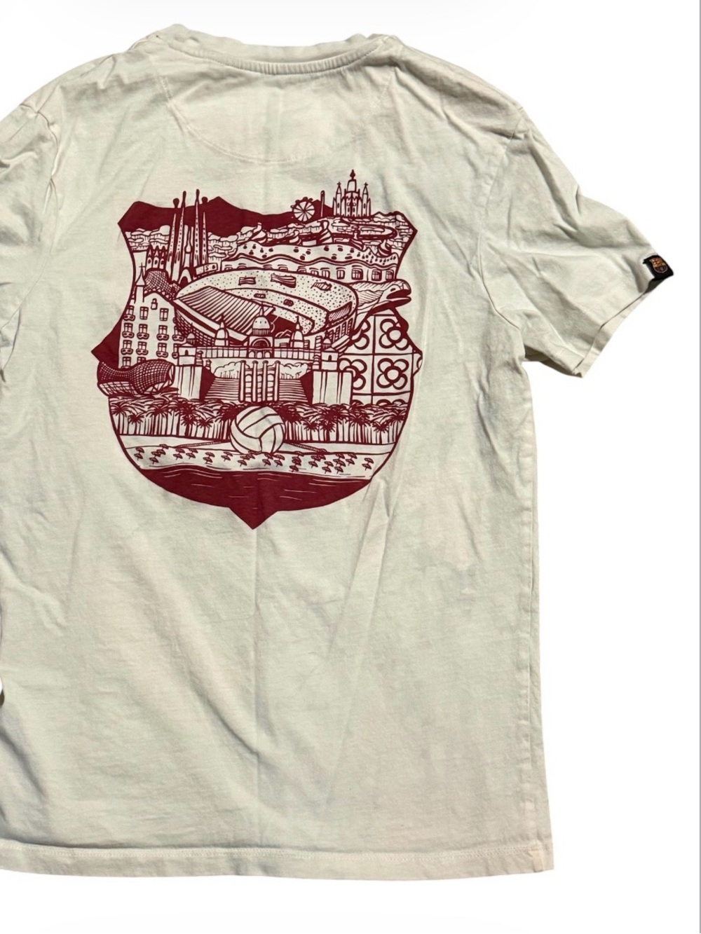 FC Barcelona Soccer Cream Short-Sleeve rare Graphic Tee